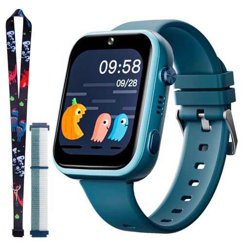 OKYUK 4G Smartwatch Kinder mit Telefon und GPS, Videoanrufe/Voice Chat/SOS/Schulmodus/SMS/Wecker, Kinder Smartwatch mit Schrittzähler Schlafen, Geschenk für Mädchen Junge (T45 Grün)