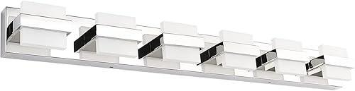 SOLFART Luces LED de tocador modernas para baño 6 luces sobre espejo lámpara de pared acrílica blanca 7248-6T ND