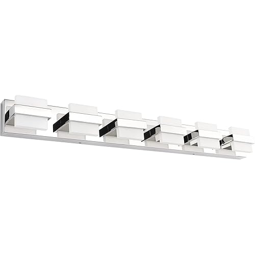 SOLFART LED Modern Bathroom Vanity Lights 6 Lights Over Mirror Fixture Acrylic White Wall Light 7248-6T ND