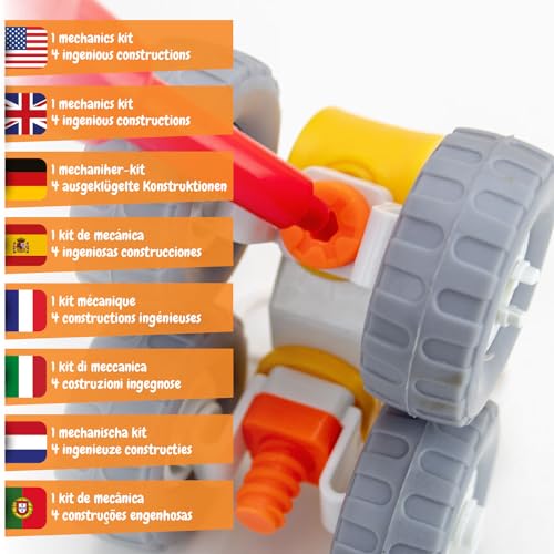 Science4you Primo Kit di Costruzioni Meccanica - Blocchi Costruzioni per Bambini, 100+ Parti et 4 Véhicules: Trattore Giocattolo, Camion da Construire e Altro, Regalo per Bambino e Bambina 4+ Anni - Lego - Immagine 1
