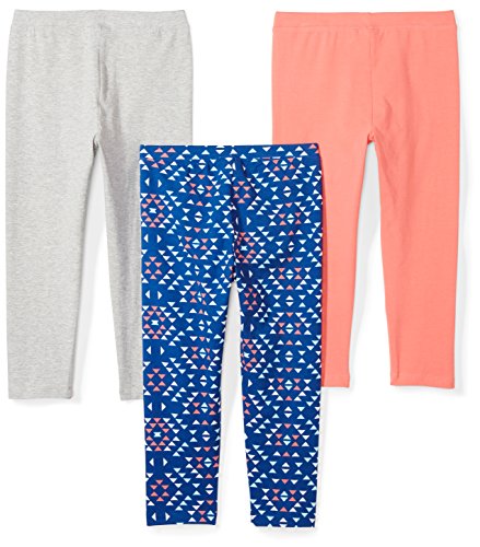 Amazon Essentials Girls' Cropped Capri Leggings (Previously Spotted Zebra), Pack Of 3, Grey/Peach/Blue, Small #TOP1