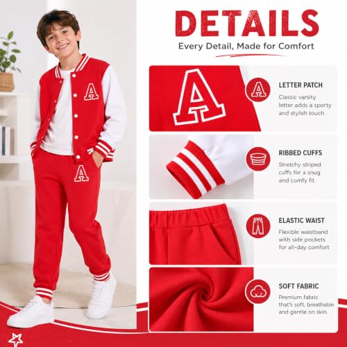 Image of Cakaner Boys Color Block Button Down Shirt and Jogger Pants Button Up Sweatsuits Sets (Size: 5-12T)