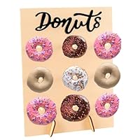 PcvGef Donut Ständer, Donut Wand für Hochzeiten, Geburtstage, Babypartys und Jubiläen, Holz Donutständer mit 9 Löchern, 35×26 cm, natürliche Holzfarbe