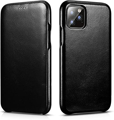 Étui à rabat iPhone 12 housse portefeuille cuir véritable antichoc noir Svart