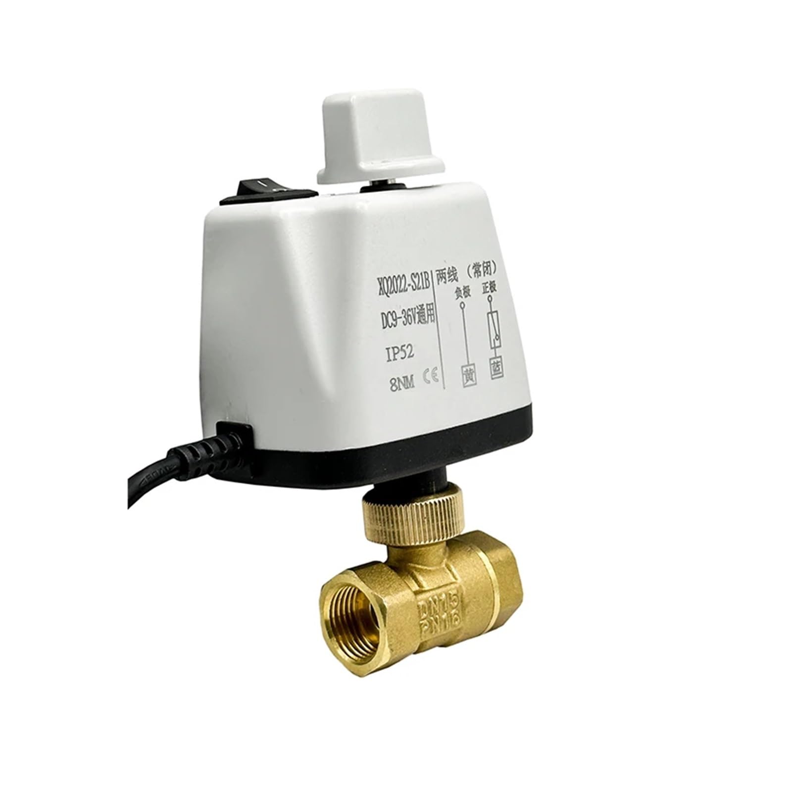 JNURGWLYH 1/2'' Two Way Brass Motorized Ball Valve 220V 12V 24V Normally Closed Electric Ball Valve with Manual Switch(24V-CR04)