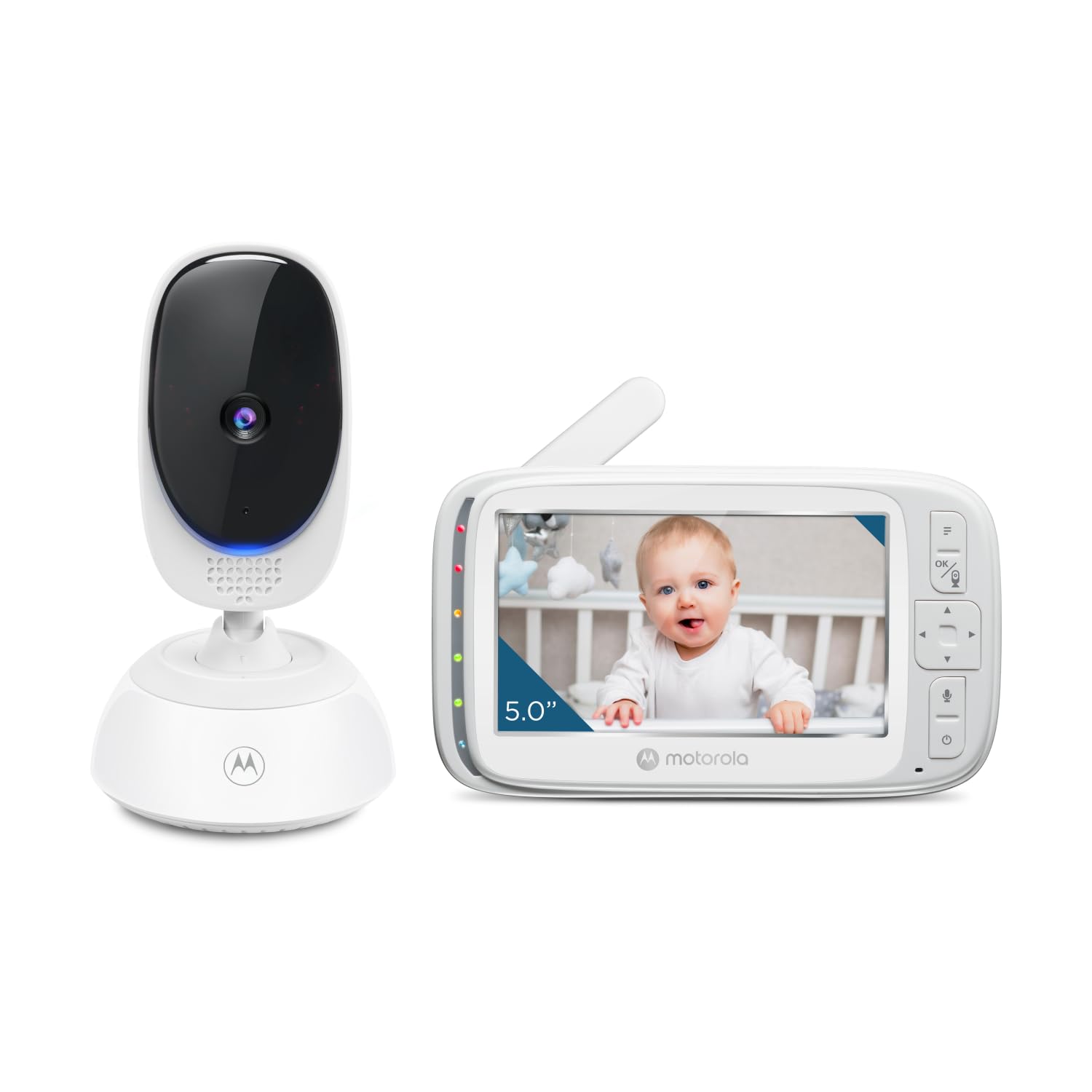 Motorola Nursery VM75 Videocamera per monitoraggio bambini - Baby monitor con unità genitore da 5 pollici - Videocamera per bambini con visione notturna, zoom digitale