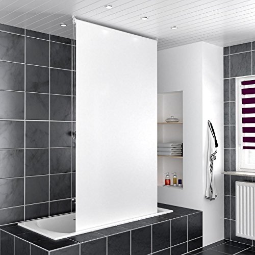 HOMELUX Duschrollo Badezimmer Vorhang Deckenbefestigung mit Klemmstange Seitenzug links oder rechts montierbar 140 x 240 cm WEISS