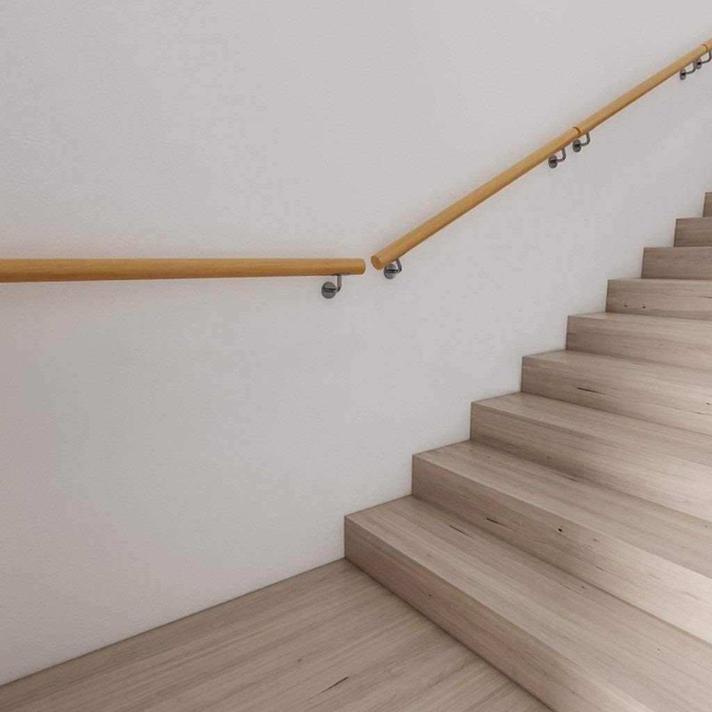 Pasamanos de Madera de 50～300 cm, Varillas de Soporte de Pasillo de Pasamanos Antideslizantes para Ancianos de Desván Interior, 2 Soportes de Acero Inoxidable (Tamaño : 100cm)