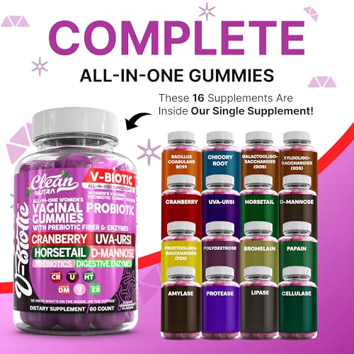 Image of Clean Nutra Vbiotic Gummies, Cranberry, Horsetail, D-Mannose, UVA-Ursi, Probiotic Blend, Enzyme Blend, 60 Count (2)