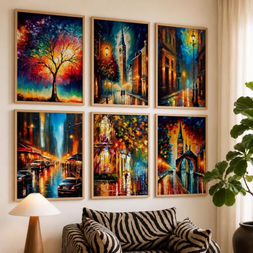 Image of kotart Premium Digital Paintings with Frame for Home Decoration - Painting for Living Room Bedroom Office Room Decor - Painting for Wall Decoration - Pack of 6 (Art 8, 19x25 inch)