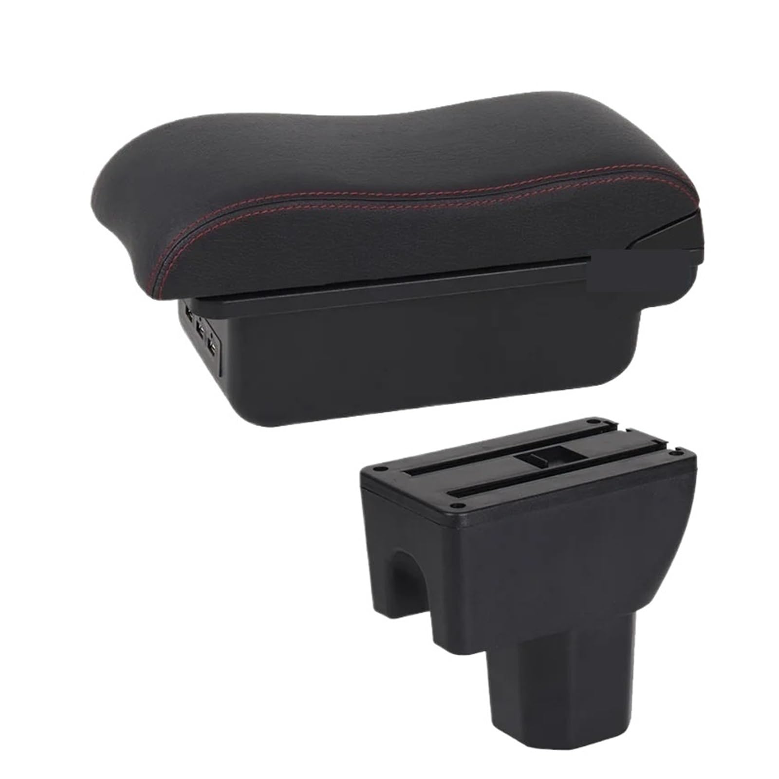 UMDJJU For Suzuki For IGNIS 2010-2020 Armrest Retrofit Parts Interior Details Storage Box Car USB Car Centre Console Armrest Box(B1 Black red 3USB)