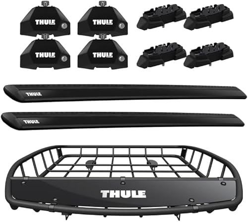 THULE スーリー スバル レヴォーグ VN(R2/10〜)専用 ルーフキャリアセット フット7107+ウイングバー EVO7113B+キット7046+ルーフバスケットTH859XT