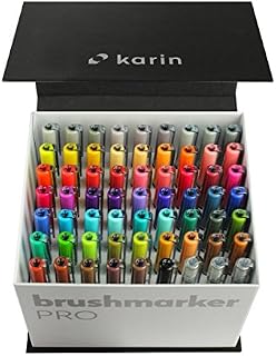 KARIN Megabox Brush Marker Pro Water-Based Brush Pen Suitable for Painting, Drawing and Handlettering Multi-Coloured KAR27C7 Assorted