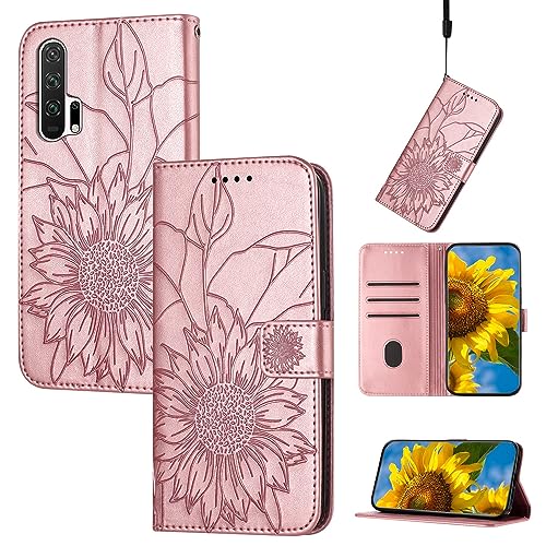 Étui Honor 20 Pro antichoc et étui portefeuille mince en relief floral