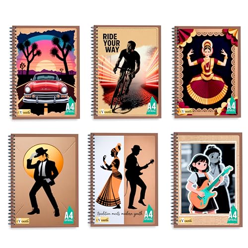 Image of nRp Youth A4 Spiral Notebook Pack of 2 | 300 Pages | Premium 70 GSM Paper | Unruled | Spiral Bound, Laminated Cover - Ideal for Study, Office & Journaling