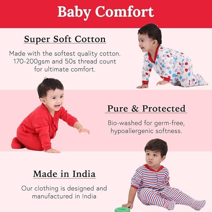 Image of Baby Story 100% Cotton Rompers /Sleepsuits /Jumpsuit /Night Suits for Baby Boys & Girls, Infants, New Borns