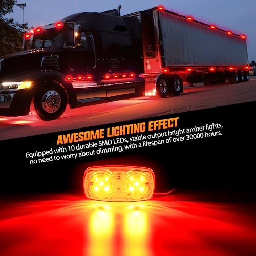 Image of Nilight Double Bullseye Marker Light 5PCS Red 10LED Rectangular | Clearance Front Side Rear Indicator Lights Surface Mounted For 12V Truck Camper RV Boat Lorry Exterior Safety Lighting