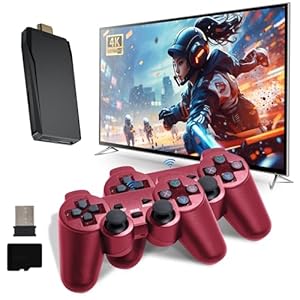 Wireless Retro Game Console, Plug & Play Video TV Game with 24500+ Built-in Games, 4K HD Output, and 2.4GHz Wireless Controller, 9 Classic Emulators(Deep Red)