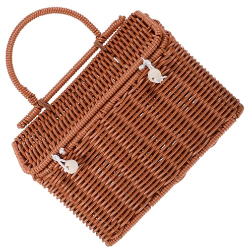 Panier tissé marron en PP pour femmes grand sac de plage avec anses
