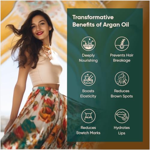 Image of Karmic Beauty 100% Moroccan Argan Oil | Pure, Natural & Organic | USDA Certified | Lightweight, Non-Greasy & Luxurious Oil | Ideal for all Hair, Skin & Body Types | 30 ml