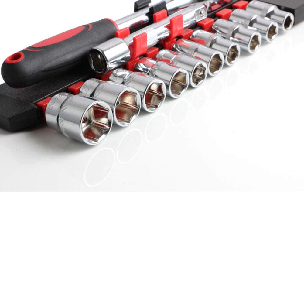 12pcs 1/2" Métrica Juego con 72 dientes trinquete Drive zócalo de la manija con la función liberación rápida, 10-24 mm Socket tamaños con conveniente de almacenamiento en rack múltiples llaves de vaso