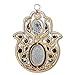 My Daily Styles Large Wooden Hamsa Blessing for The Home - in Hebrew - Good Luck Wall Decor with Simulated Gemstones