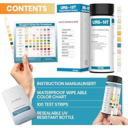 Image of HANNEA 100-Count Urinalysis Strips, Quick UTIs Urine Test Dipsticks, 10-Parameter Urine Test Strips, Self Monitoring Uti Test Strips for Possible UTIs, Diabetes, Electrolyte Imbalance, Etc