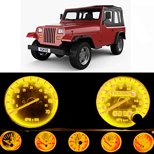 Image of WLJH Yellow Dimmable LED Dash Gauge Kit for 1987-1991 Jeep Wrangler | 3030 SMD, 100lm, Plug and Play, Cluster Speedometer and Indicator Backlight, with Twist Sockets, 8-Pack