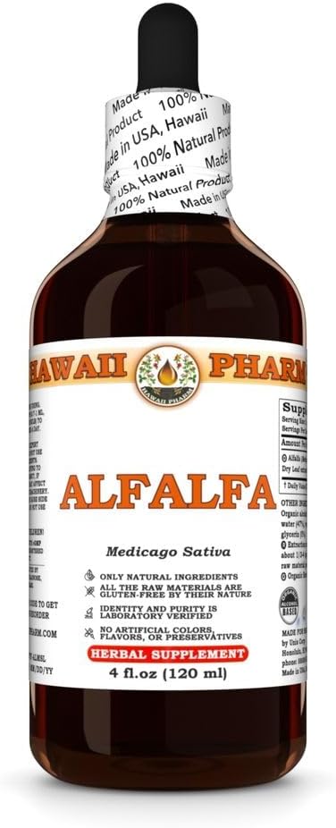 Alfalfa (Medicago Sativa) Dry Leaf Tincture, Made in Hawaii, Raw Materials, All Natural, Vegan, Pure Liquid Extract - 4 fl.oz