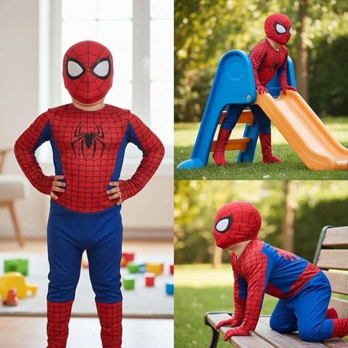 Image of Super Hero Costume For Kids, Superhero Cosplay Costume For Boys, Suit for Kids Red & Blue