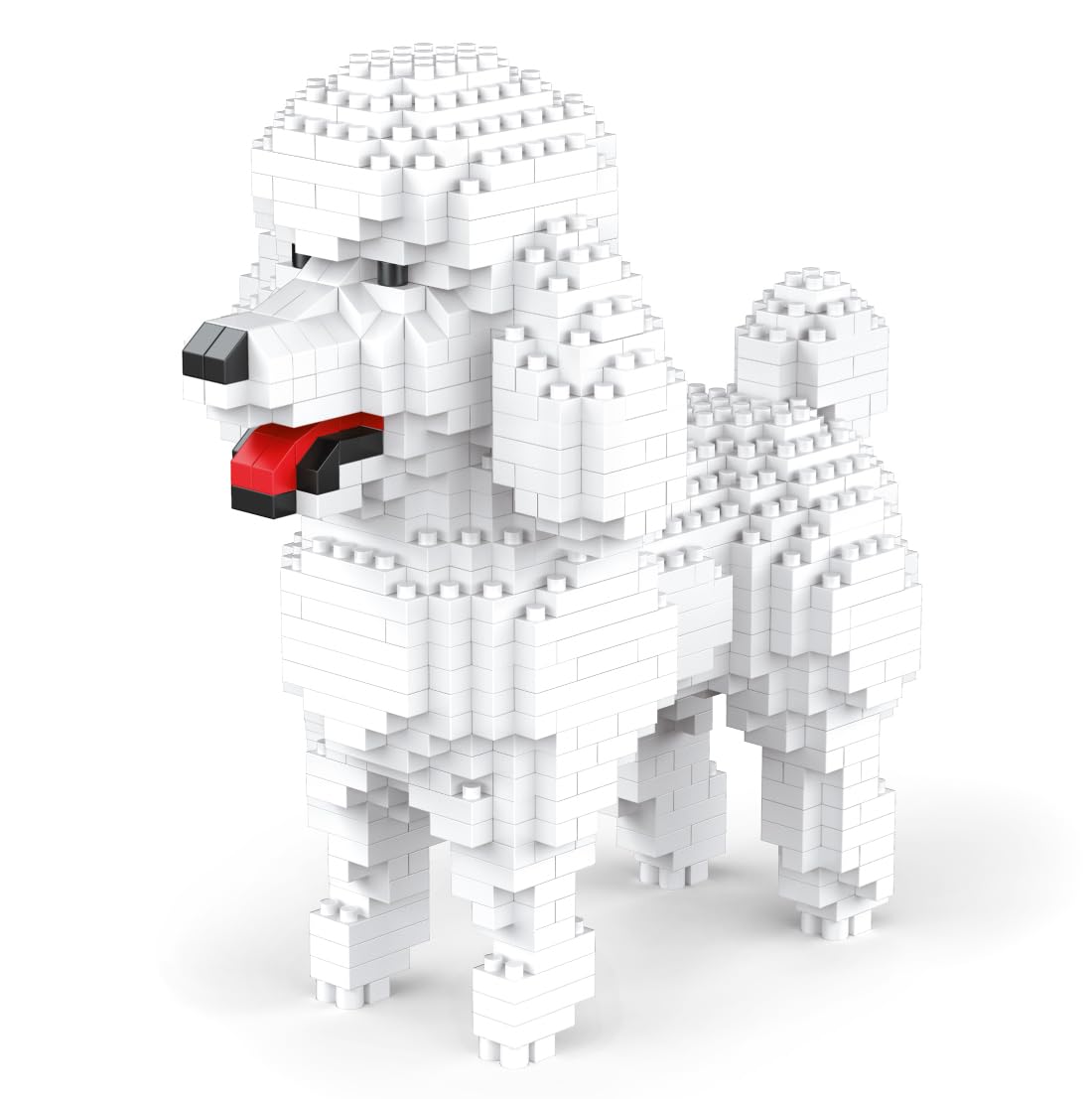 Atomic Building White Poodle Dog Figure to Build with Miniature Blocks