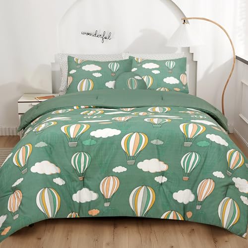 Image of ROYALE LINENS BIAB Printed Bedding Set - 100% Microfiber Ultra-Soft 1 Comforter & 1 Standard Pillow Sham - Twin Size - Lightweight, Durable & Easy Care Bedding for All Seasons (Balloon Twin, Blue)