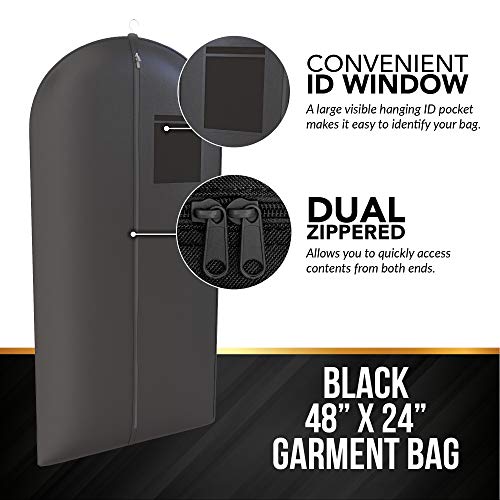 Black Tuxedo Garment Travel Bags 3 Pack With ID Tag Window - 48" X 24"2