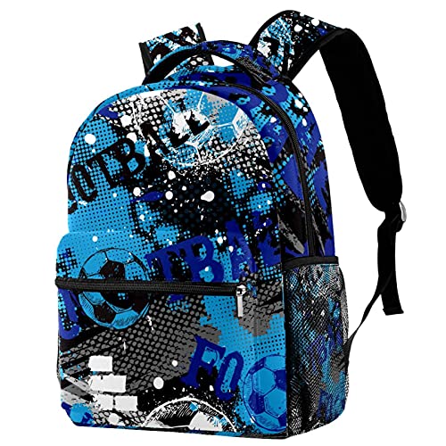 Sac à dos de voyage pour campus style aquarelle blanc et bleu avec filet gourde