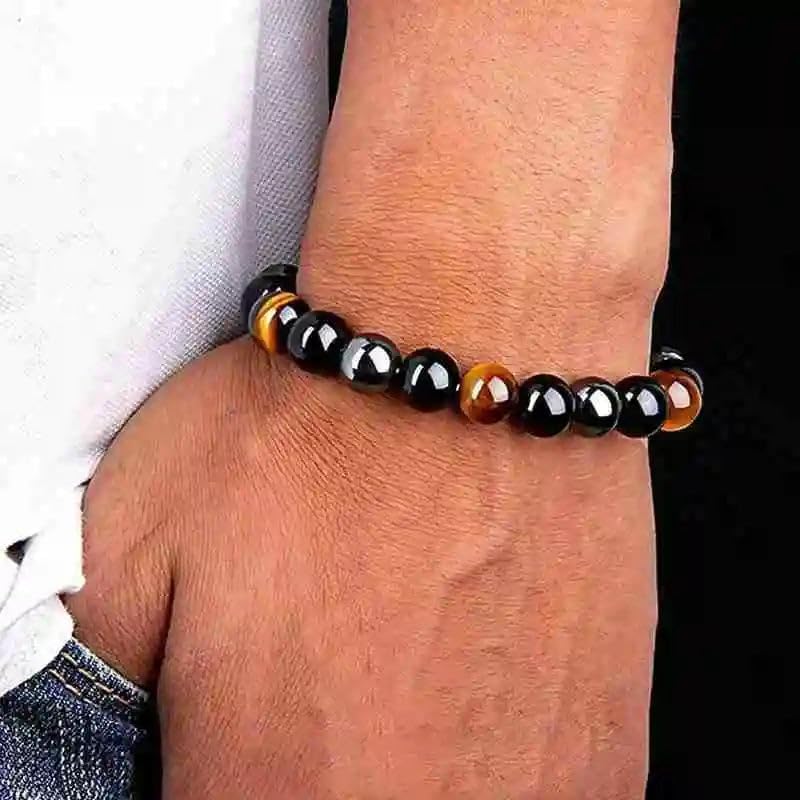 Image of Original Triple Protection Bracelet | Crystal Braselet - Black Obsidian, Hematite & Tiger Eye - Evil Eye, Protect, Adjustable Natural Stone Bracelet for Grounding & Positive Energy - Handmade Spiritual Jewelry