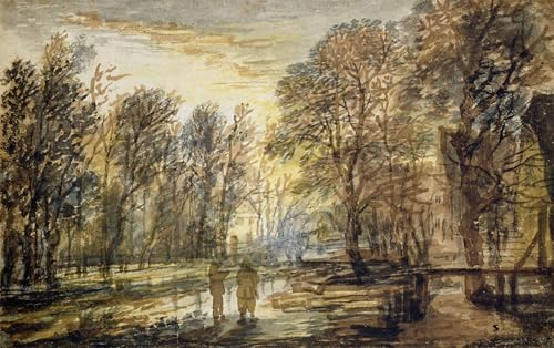 Peinture sur toile coucher de soleil forêt style nordique 60x90