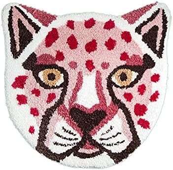 Wildlife Lion Tiger Head Design Small Rug for Bathroom,Bedroom,Home Decor Area Rug,Small Carpet,pet mat, (Pink Cheetah)