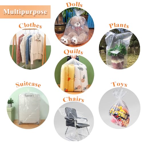 Bolsas de almacenamiento transparentes de plástico resistente en pack de 5 unidades de 40x60 6