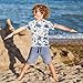 ALAZA Kids Rash Guard Boys Toddler Swim Shirts Short Sleeve Turtle Korean UPF 50+ 3T