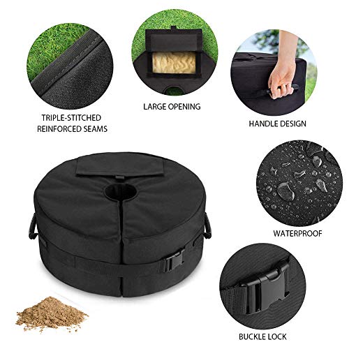 DricRoda Patio Umbrella Base Weight, 18\" Round Heavy Duty Sunshade Parasol Stand Accessories and Sand Bags for Outdoor Garden Beach Yard Patio Umbrella Holder