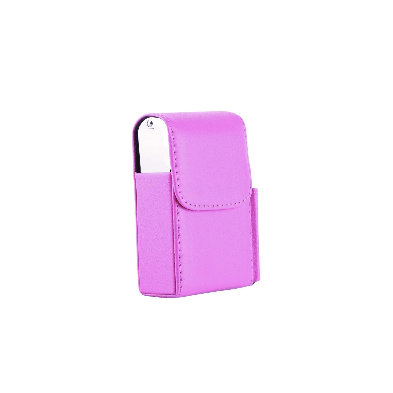 PU Leather Cigarette Box Case with Lighter Holder, Portable Cigarette Case Wallet Design, Anti Scratch Protective Storage Case for Storing Cigarette, Lighter, 110x80x30mm/4.3x3.1x1.2inch (Rose Red)