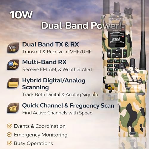 Image of BAOFENG DM32 DMR Ham Radio: 10W GPS Portable Radio with Earpiece for Hiking Camping - Type-C Rechargeable Amateur Radio Dual Band VHF UHF with 2-Battery for Outdoor Hunting Camo