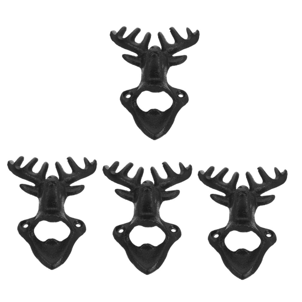 MAGICLULU Abridor De Botellas De Cerveza De Metal Resistente De 4 Piezas Con Forma De Asta De Ciervo Para Montar En La Pared O Portátil Para Fiestas Y Graduaciones.