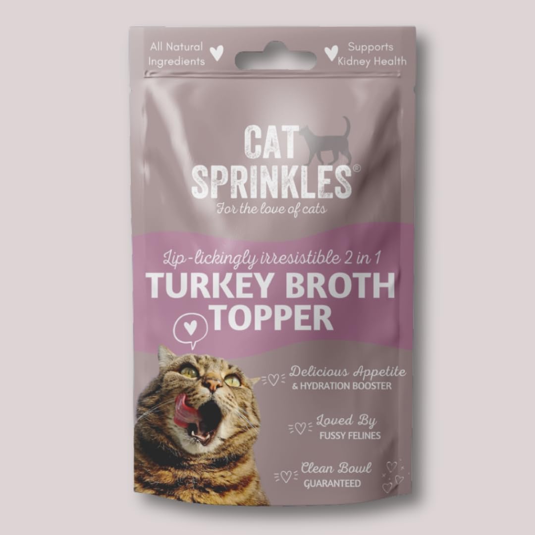 CatSprinkles Turkey Broth Food & Water Topper - All Natural, 100% Meat, Appetite Booster & Hydration Support