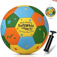 SAGA SPORTS SoftWhiz Colorful Safe Indoor Football Size 4 for kids | Felt-Cover Soft Football for Inside Your Home and Yard – Fun Gift with Pump, Needle & Mesh Bag
