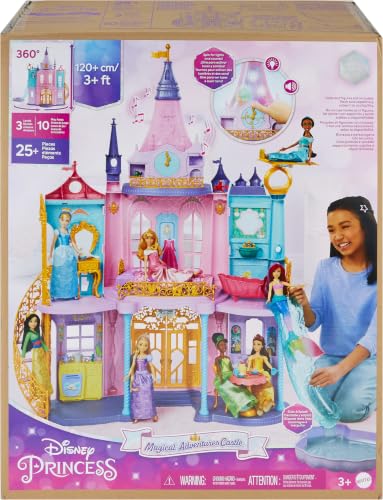 Mattel Disney Princess Ultimate Castle, 4 Ft Tall w/ Lights & Sounds | Includes 3 Levels, 10 Play Areas, 25+ Furniture & Accessories and Light-Up "Fireworks," Inspired by Disney Movies​​​ - image 6