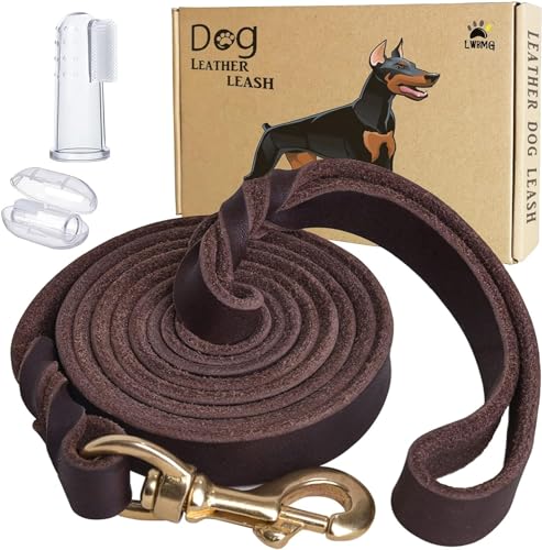 Leather-Dog-Leash-4ft-x-34-inch-Heavy-Duty-Dog-Leash-Strong-Sturdy-Genuine-Leather-Braided-Dog-Leash-Soft-and-Comfortable-Leather-Leash-for-Large-Medium-and-Small-Dogs-Training - Cucciolini Doodles Leather-Dog-Leash-4ft-x-34-inch-Heavy-Duty-Dog-Leash-Strong-Sturdy-Genuine-Leather-Braided-Dog-Leash-Soft-and-Comfortable-Leather-Leash-for-Large-Medium-and-Small-Dogs-Training