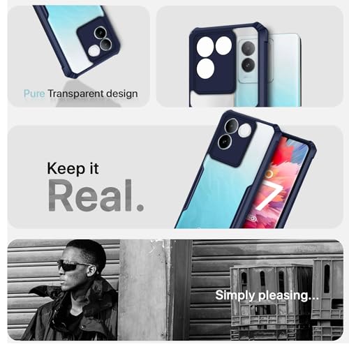 Image of Outlouders Back Cover for iQOO Z7 Pro 5G / Vivo T2 pro 5G | Ultra Hybrid Transparent | Full Camera Protection | Raised Edge | Crystal Clear Bumper Case (Blue)