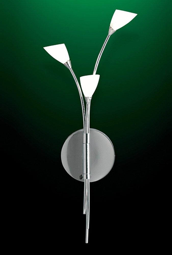 Ambiente 1 3 Light Wall Fitting Satin Silver and Cone Opal Glass 3X10 Watt Halogen Lamps