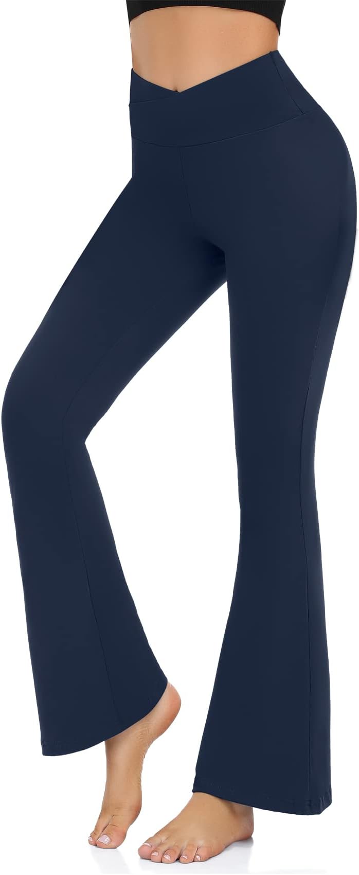 Hi Clasmix Flare Leggings for Women - High Waist Crossover Yoga Pants Tummy Control Bootcut Bell Bottom Jazz Lounge Leggings
